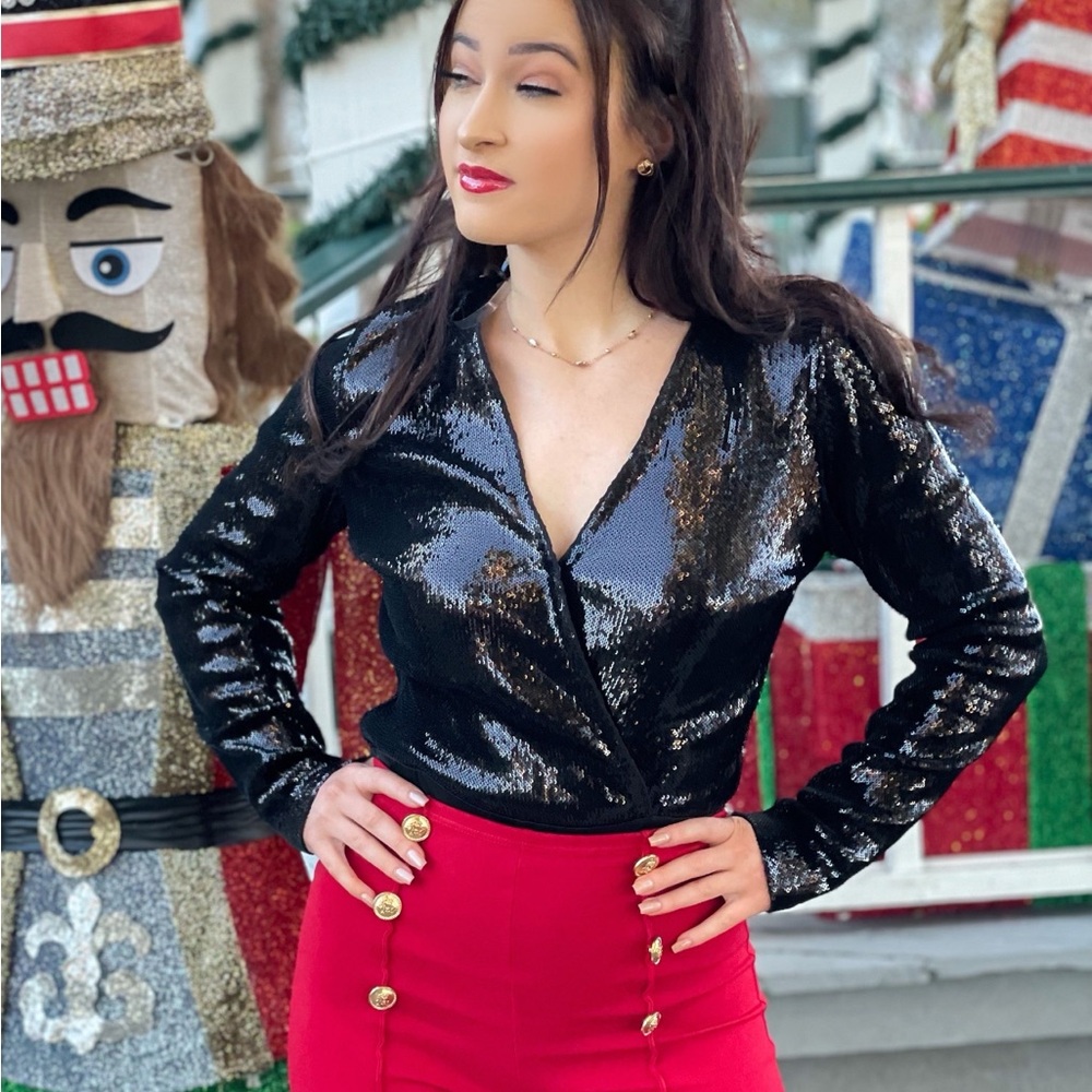 Sparkly Black Sequin Bodysuit, Never Worn